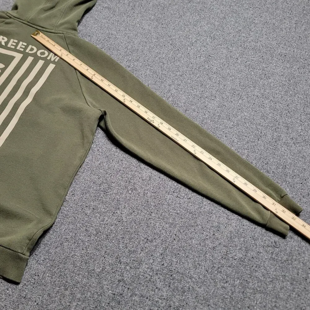 Under Armour Hoodie Mens Large Loose Army Green Freedom Flag Sweatshirt Sweater